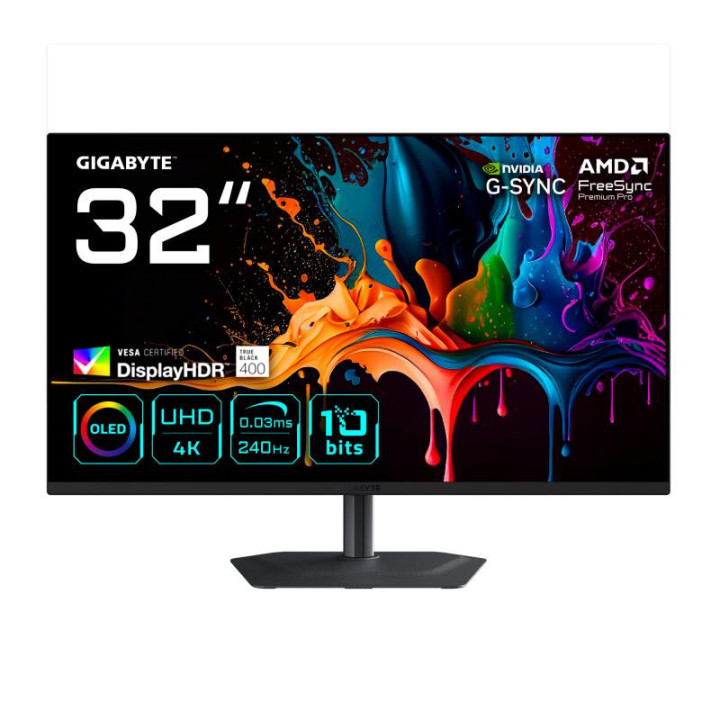 GIGABYTE MO32U2 MONITEUR GAMING OLED 32? 4K UHD - 3840 X 2160. 240HZ. 0.03MS. 250 CD/M2. G-SYNC COMPATIBLE. FREESYNC PREMIUM PRO