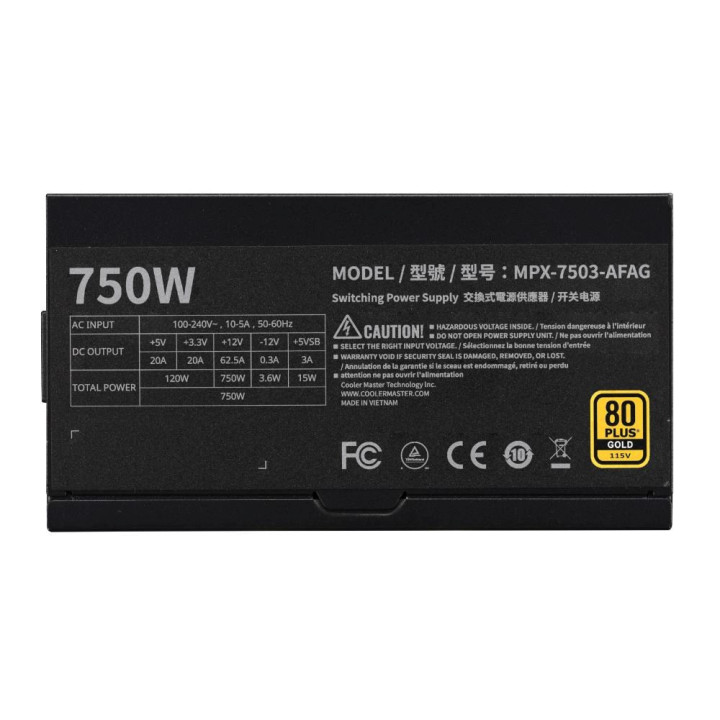 COOLER MASTER ATX 3.1 750W - 80+ GOLD - MWE GOLD 750 V3 NOIR 
