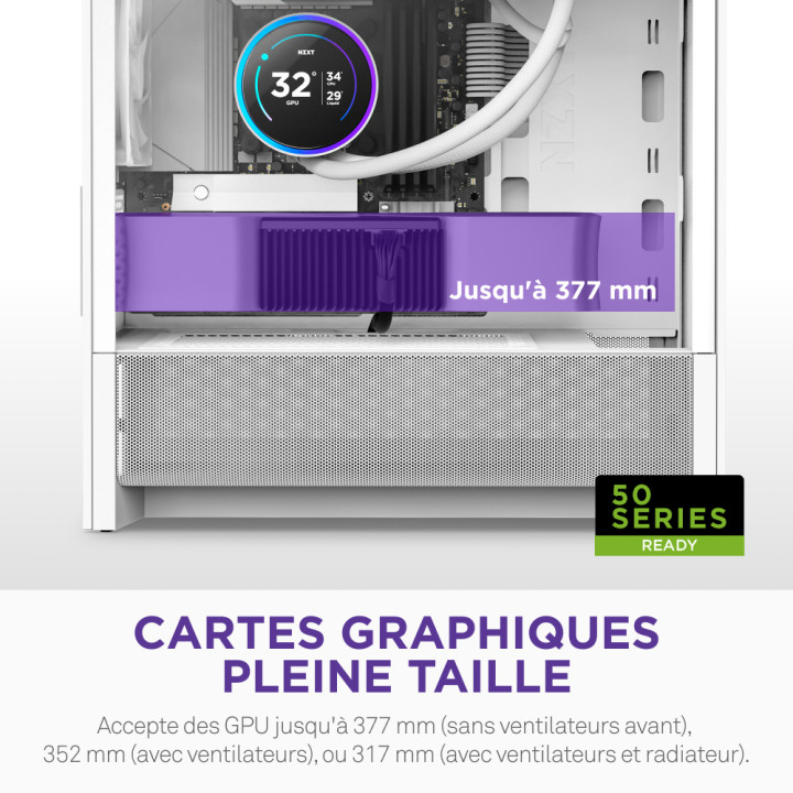 NZXT H3 FLOW BLANC - MT/SANS ALIM/MATX 
