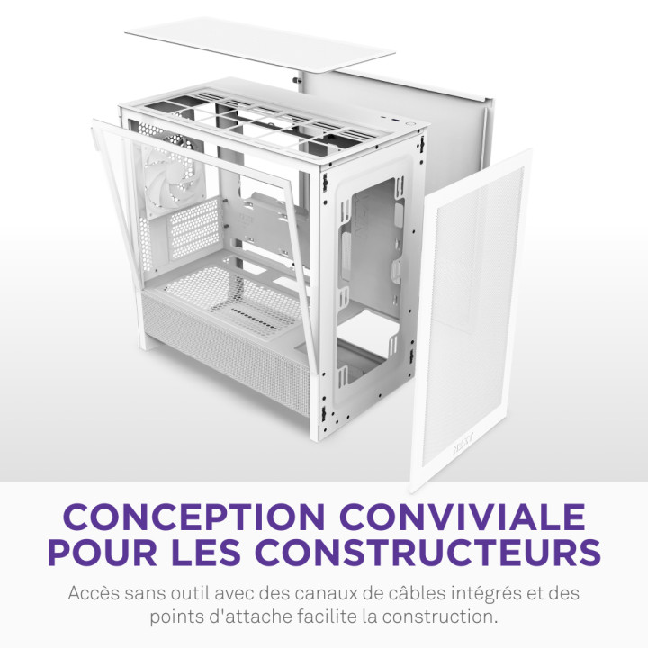 NZXT H3 FLOW BLANC - MT/SANS ALIM/MATX 