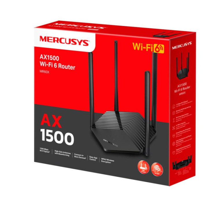 MERCUSYS 4 PORTS - WIFI 6 AX1500 BI-BANDE - MR60X 
