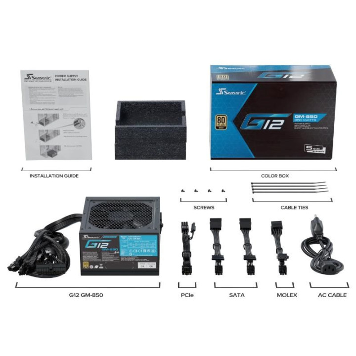 SEASONIC ATX 850W 80+ GOLD - G12 GM-850 - SSR-850FM 