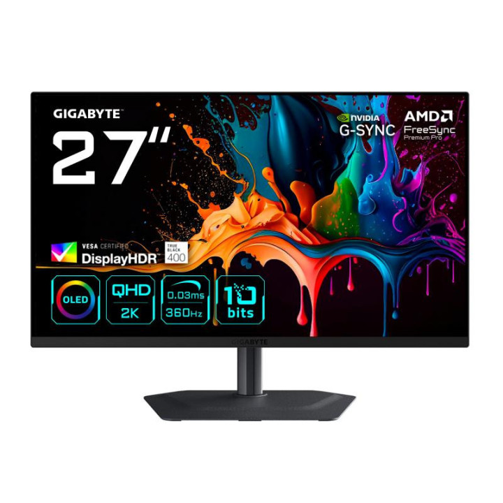 GIGABYTE MO27Q3 MONITEUR GAMING OLED 27? QHD - 2560 X 1440. 360HZ. 0.03MS. 250 CD/M2. G-SYNC COMPATIBLE. FREESYNC PREMIUM PRO. D