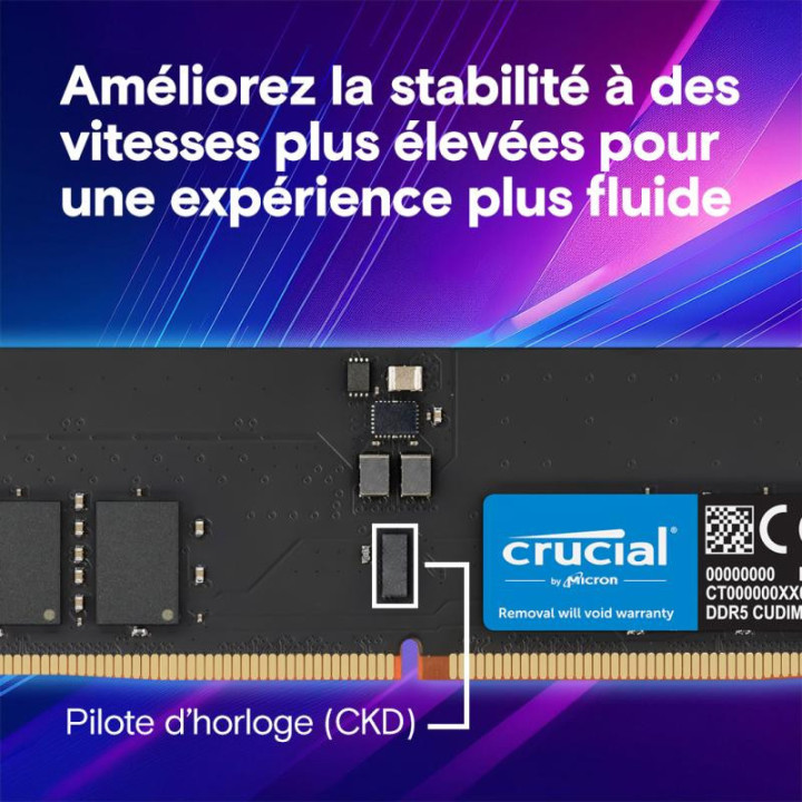 CRUCIAL CT32G64C52CU5 MODULE DE MEMOIRE 32 GO 1 X 32 GO DDR5 6400 MT/S 288-PIN DIMM 