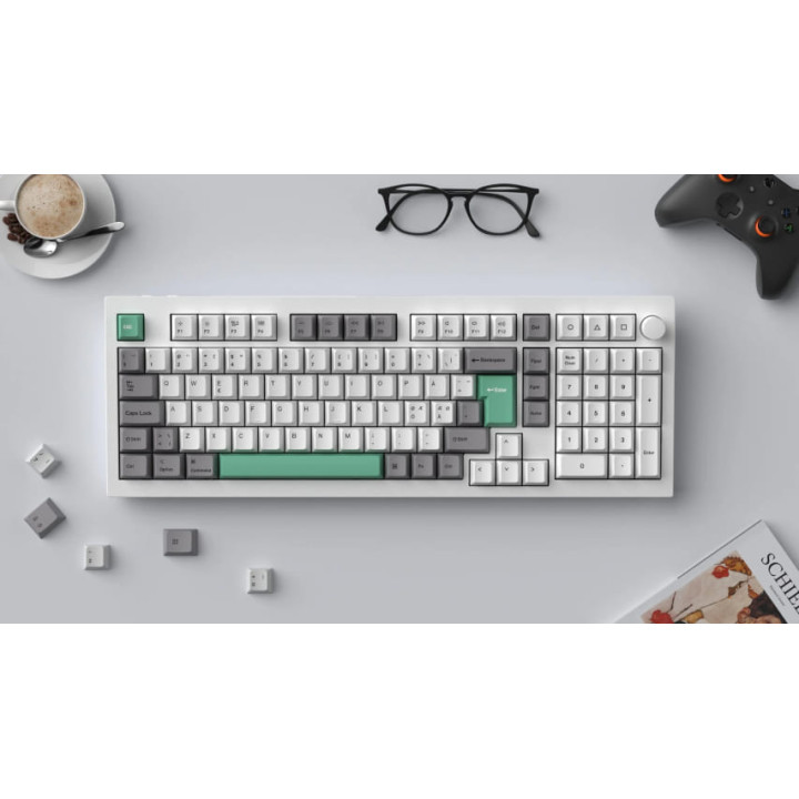 KEYCHRON SET DE TOUCHES - WHITE MINT - COMPLET/ISO-FR/PBT 