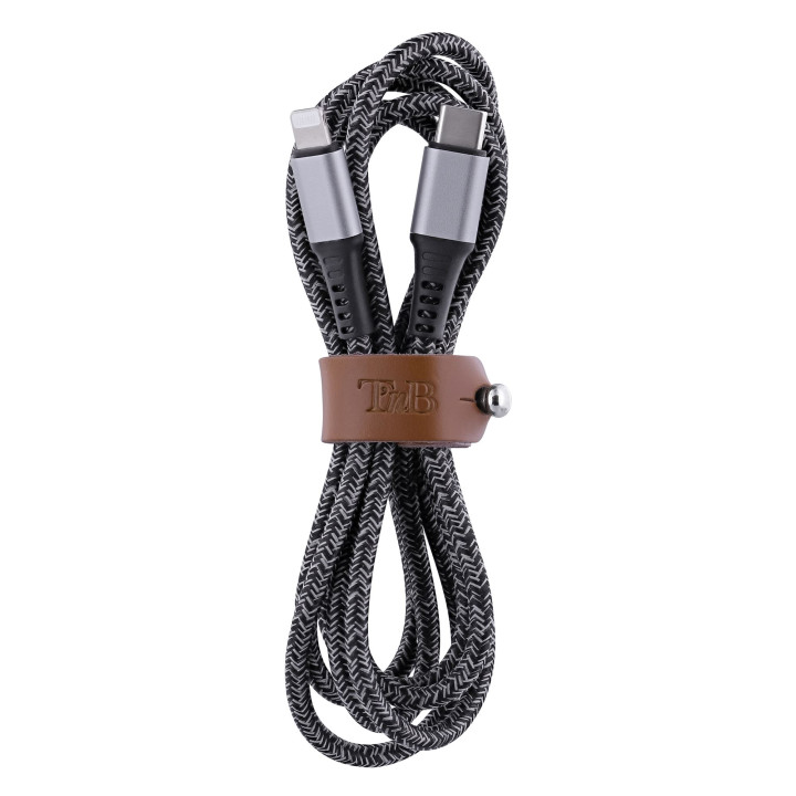T'nB CABLE USB-C/LIGHTNING - 1.5M - NYLON RPET - NOIR
