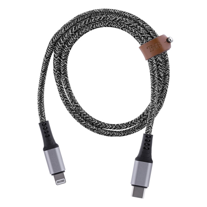 T'nB CABLE USB-C/LIGHTNING - 1.5M - NYLON RPET - NOIR
