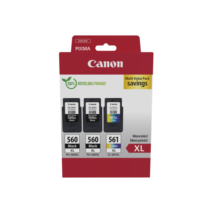 CANON MULTIPACK NOIRES*2 + COULEUR - PG-560XLX2/CL-561XL 