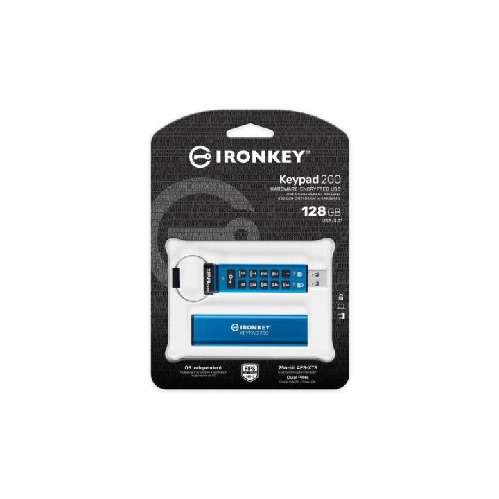 KINGSTON 128GB IRONKEY KEYPAD200 AES-256 