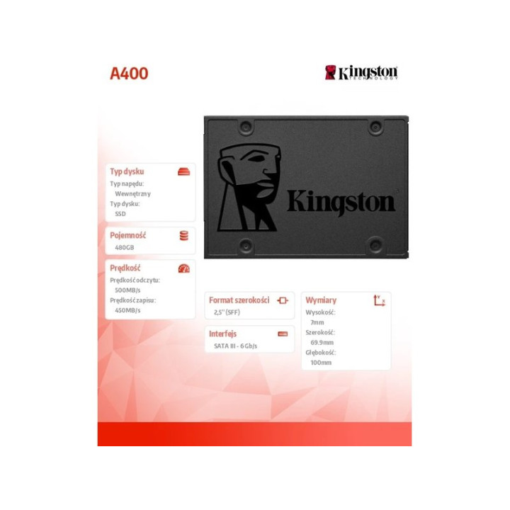 KINGSTON 480GB A400 SATA3 2.5 