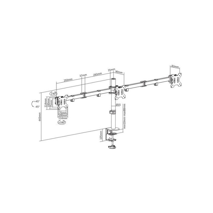 KIMEX INTERNATIONAL SUPPORT BUREAU 3 ECRANS 13 A 27 VESA 100X100 