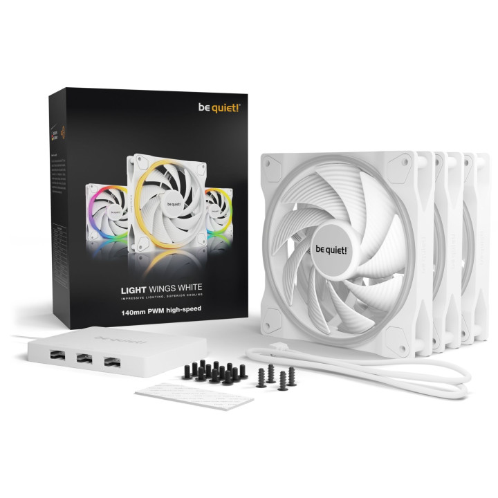 BE QUIET! LIGHT WINGS 140MM PWM ARGB HIGH SPEED KIT X3 BLANC 