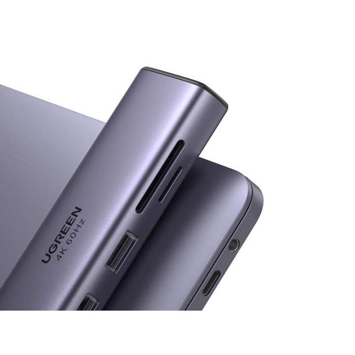 UGREEN HUB 7 PORTS USB-C 7 EN 1/4K 60HZ/100W/0.20M/GRIS 
