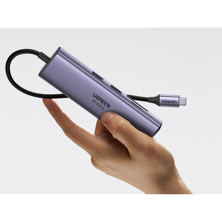 UGREEN HUB 7 PORTS USB-C 7 EN 1/4K 60HZ/100W/0.20M/GRIS 