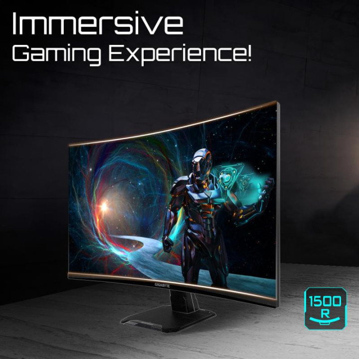 GIGABYTE GS27QCA 27 MONITEUR GAMING INCURVE QHD - 2560 X 1440. 180HZ. 1MS. 250 CD/M2. FREESYNC. HDR READY. HDMI 2.0. DISPLAYPORT