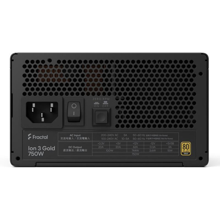 FRACTAL ION 3 GOLD 750W BLACK. EU CORD 
