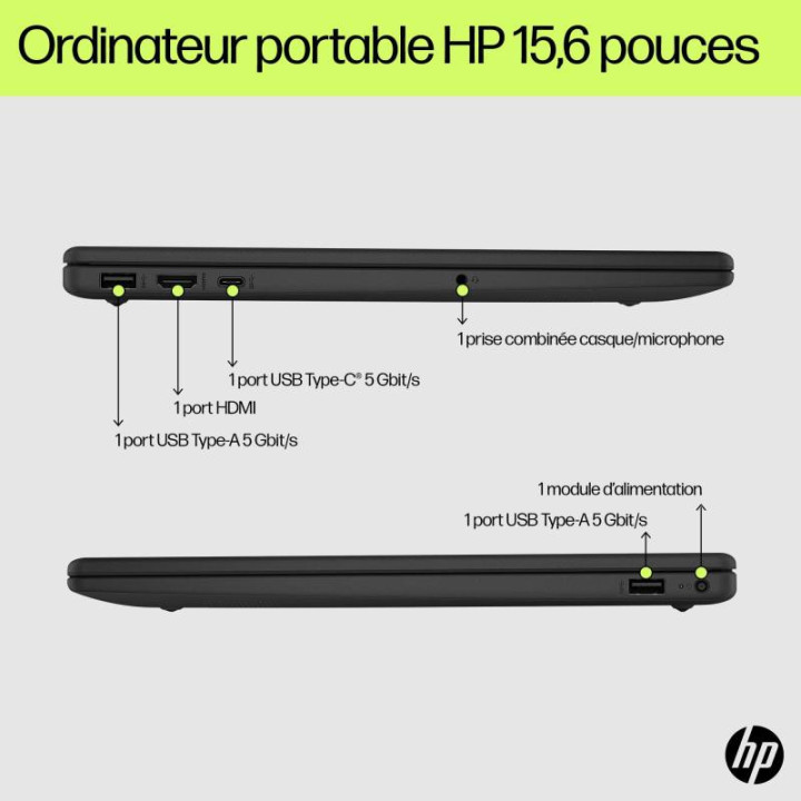 HP 15-FD0000NF INTEL CORE 5 120U ORDINATEUR PORTABLE 39.6 CM (15.6) FULL HD 16 GO DDR5-SDRAM 512 GO SSD WI-FI 6 (802.11AX) WINDO