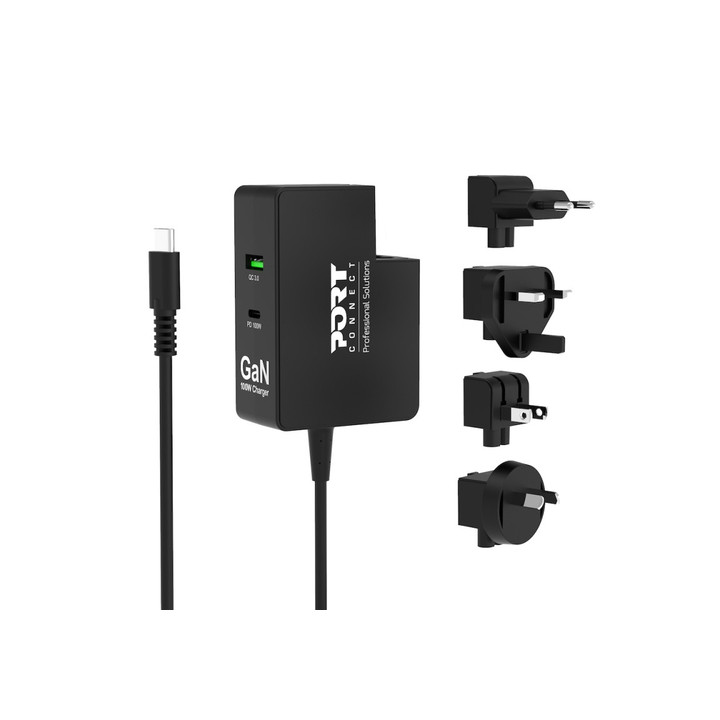 Port CHARGEUR MURAL INTERNATIONAL GAN 100W USB-C/USB-A