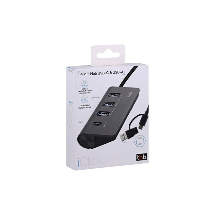 T'nB HUB USB-A/USB-C 3.0/4 PORTS/GRIS