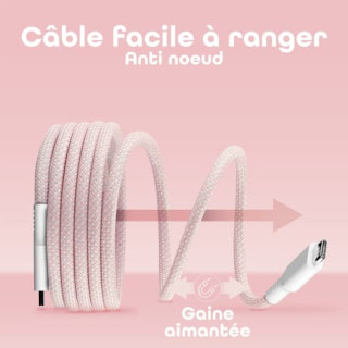 T'nB CABLE USB-C VERS USB-C - 1.5M - ROSE