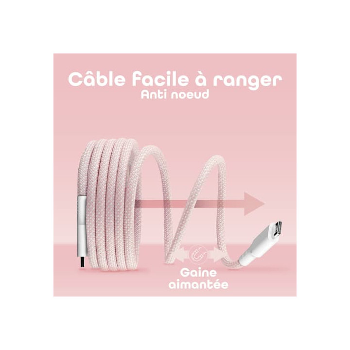 T'nB CABLE USB-C VERS USB-C - 1.5M - ROSE