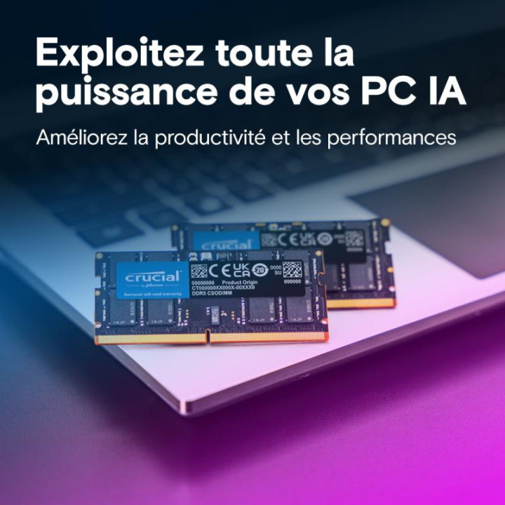 CRUCIAL CT32G64C52CS5 MODULE DE MEMOIRE 32 GO 1 X 32 GO DDR5 6400 MT/S 262-PIN SO-DIMM 