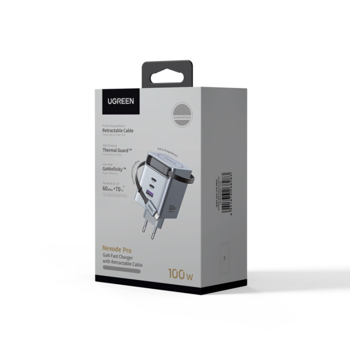 UGREEN CHARGEUR RAPIDE 100 W + CABLE AVEC ROULEAU *65828 
