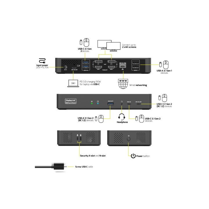 Port STATION D'ACCUEIL 4K USB-C - 11 PORTS - 96W