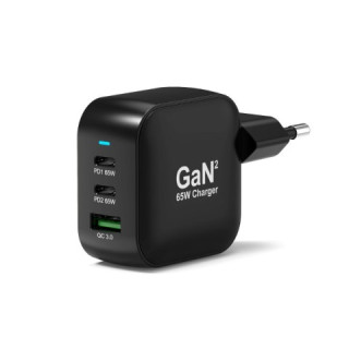 Port CHARGEUR MURAL 65W GAN 3 PORTS + CABLE USB-C - 2M