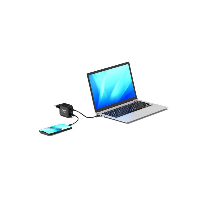 Port CHARGEUR MURAL 100W GAN 3 PORTS + CABLE USB-C - 2M