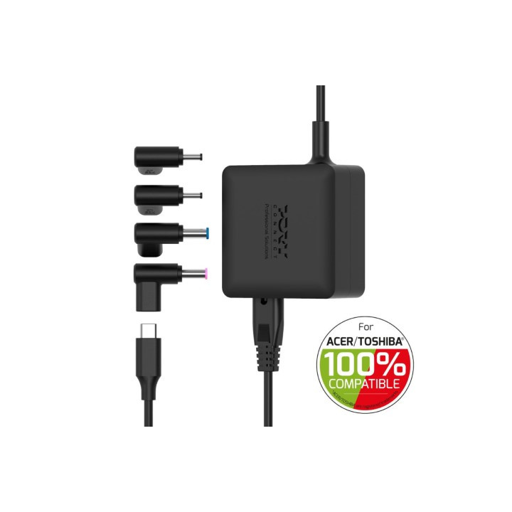 Port ALIM SECTEUR GAN 65W POUR ACER/TOSHIBA-4EMBOUTS
