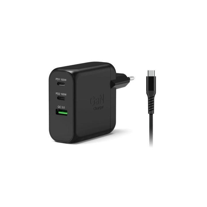 Port CHARGEUR MURAL GAN 100W - 3 PORTS + CABLE USB-C 2M