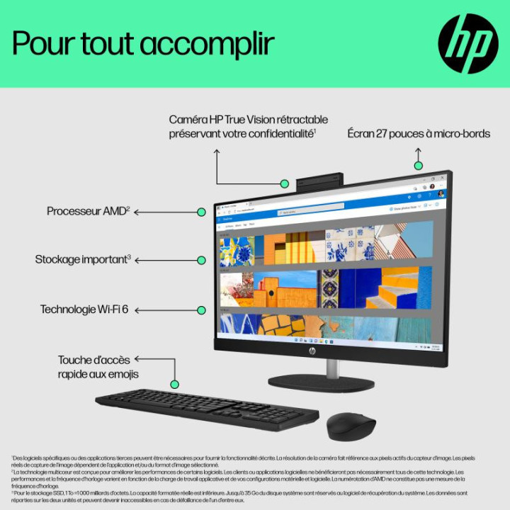 HP ALL-IN-ONE 27-CR0076NF PC AMD RYZEN? 7 7730U 68.6 CM (27) 1920 X 1080 PIXELS 32 GO DDR4-SDRAM 1 TO SSD WINDOWS 11 HOME WI-FI 