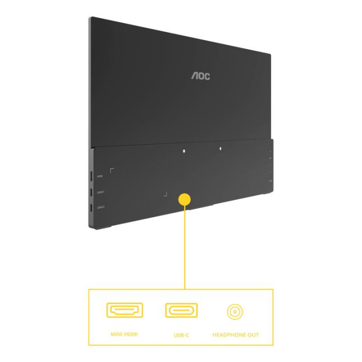 AOC 16T20E2 TELEVISEUR ET MONITEUR PORTABLES MONITEUR PORTABLE NOIR 39.6 CM (15.6) LED 1920 X 1080 PIXELS 