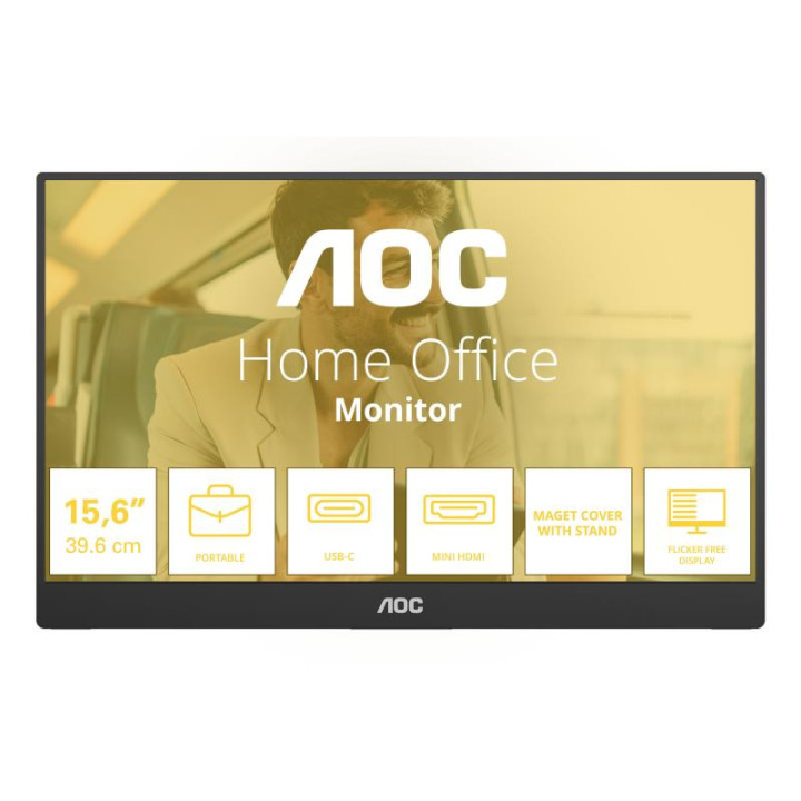 AOC 16T20E2 TELEVISEUR ET MONITEUR PORTABLES MONITEUR PORTABLE NOIR 39.6 CM (15.6) LED 1920 X 1080 PIXELS 