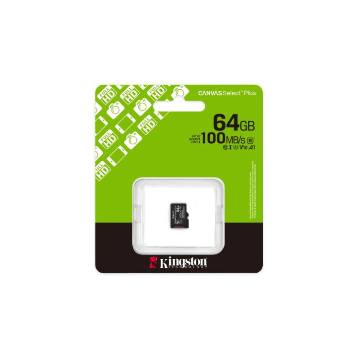 KINGSTON TECHNOLOGY 64GB MICSDXC CANVAS SELECT PLUS GEN3 100R A1 (ADAPTATEUR SD NON INCLUS) 