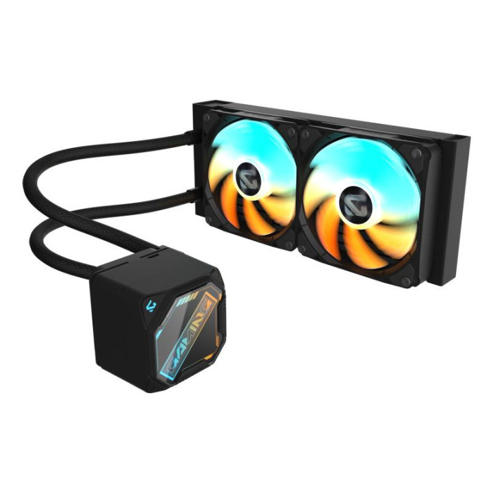 GIGABYTE GAMING 240 REFROIDISSEUR LIQUIDE POUR CPU - 2X120MM VENTILATEURS ARGB. MECANISME D?EMBOITEMENT COULISSANT. DAISY-CHAIN.