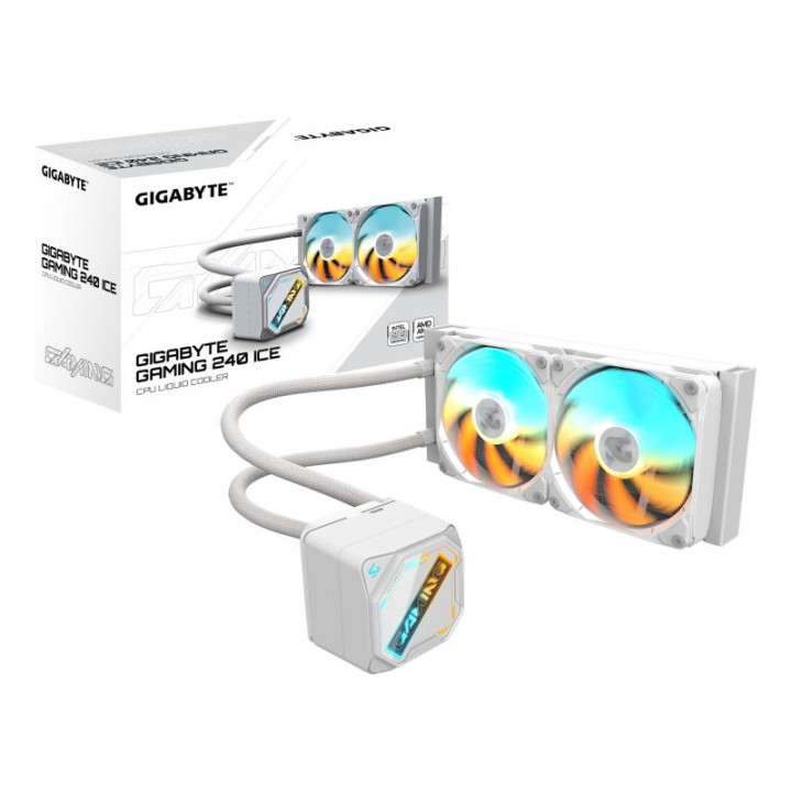 GIGABYTE GAMING 240 ICE REFROIDISSEUR LIQUIDE POUR CPU - 2X120MM VENTILATEURS ARGB. MECANISME D?EMBOITEMENT COULISSANT. DAISY-CH