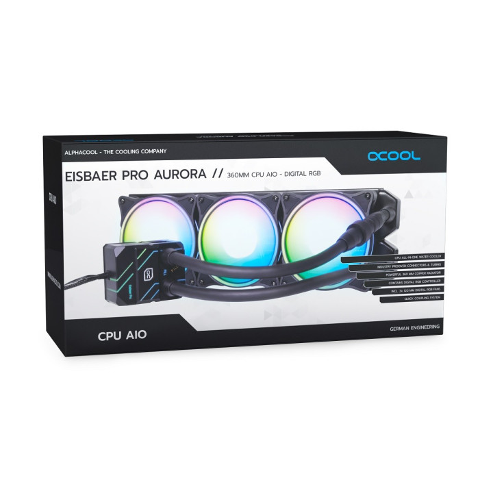 ALPHACOOL EISBAER PRO AURORA 360MM CPU - NOIR 