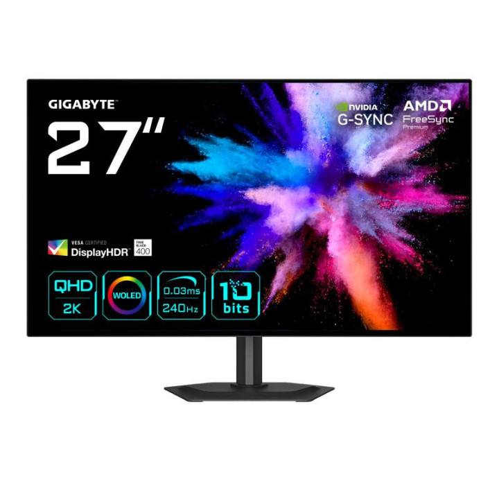 GIGABYTE GO27Q24G MONITEUR GAMING OLED 27? 2K QHD - 2560 X 1440. 240HZ. 0.03MS. 275 CD/M2. FREESYNC PREMIUM. G-SYNC COMPATIBLE. 