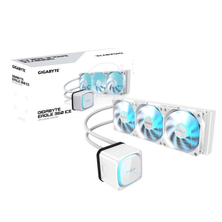 GIGABYTE EAGLE 360 ICE SYSTEME DE REFROIDISSEMENT LIQUIDE POUR CPU - 3X120MM VENTILATEURS ARGB. ECRAN LCD COULEUR. DAISY-CHAIN. 