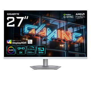 GIGABYTE MO27Q2A ICE 27? OLED 2K QHD GAMING MONITOR - 2560 X 1440. 280HZ. 0.03MS. 250 CD/M2. FREESYNC PREMIUM PRO. DISPLAYHDR TR