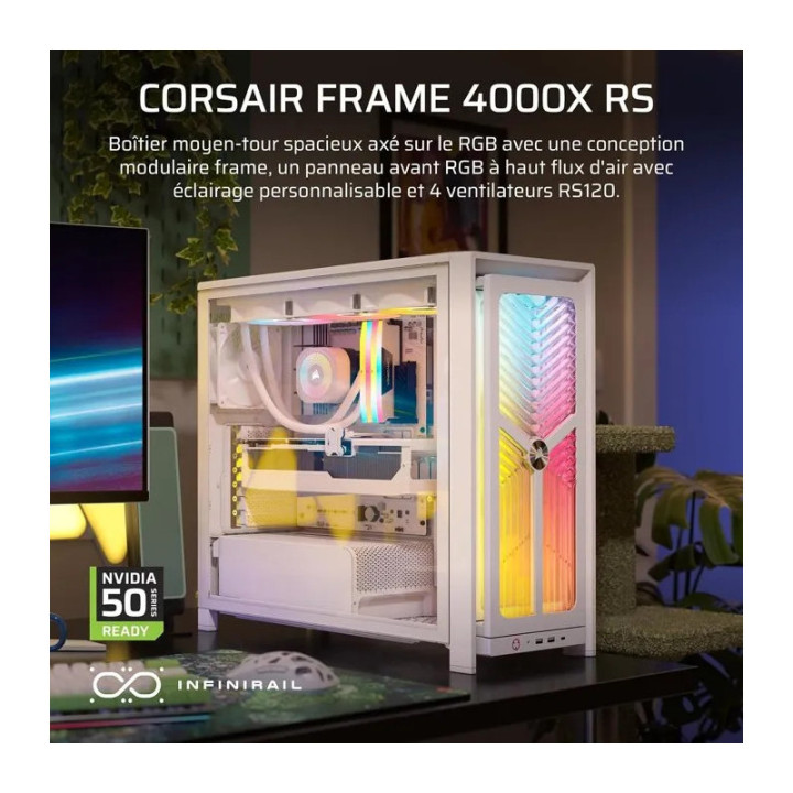 Corsair FRAME 4000X RS BLANC - MT/SANS ALIM/E-ATX