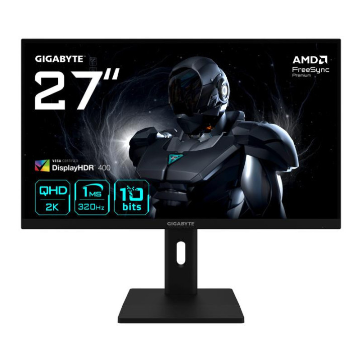 GIGABYTE G27Q3 MONITEUR GAMING 27? 2K QHD - 2560 X 1440. 320HZ. 1MS. 350 CD/M2. FREESYNC PREMIUM. DISPLAY HDR400. HDMI 2.0. DISP
