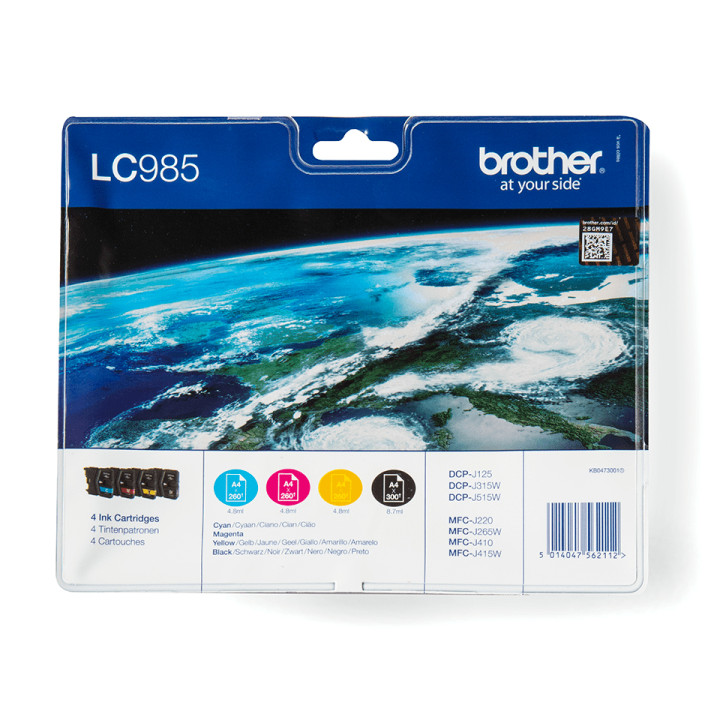Brother LC-985VALBP cartouche d'encre Original Noir, Cyan, Magenta, Jaune 4 pièce(s)
