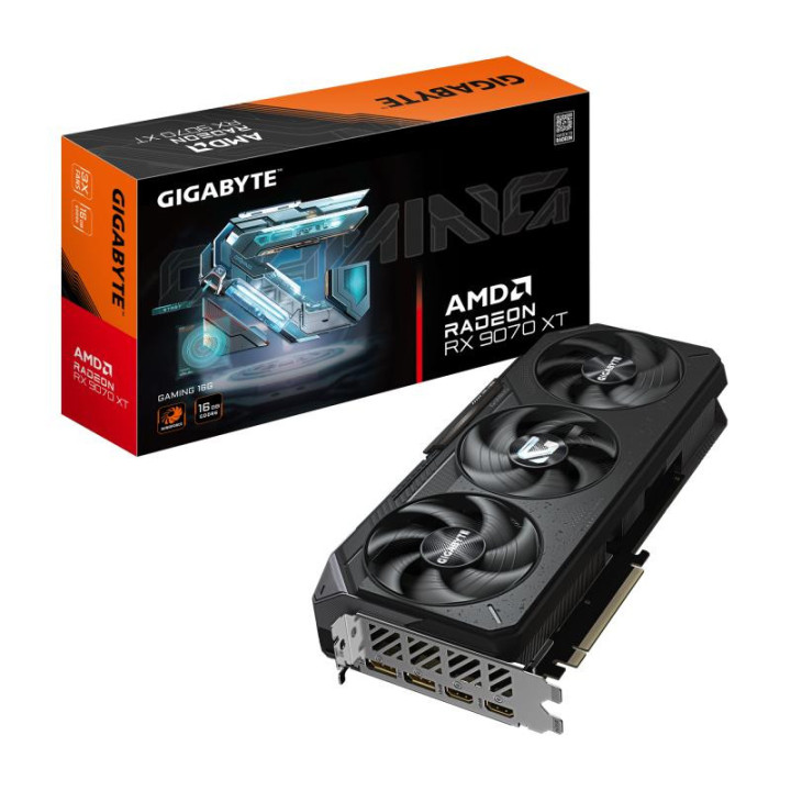 GIGABYTE RADEON RX 9070 XT GAMING 16G CARTE GRAPHIQUE - 16 GO GDDR6. 256 BITS. PCI-E 5.0. FREQUENCE DU C?UR 2970 MHZ. 2 X DISPLA