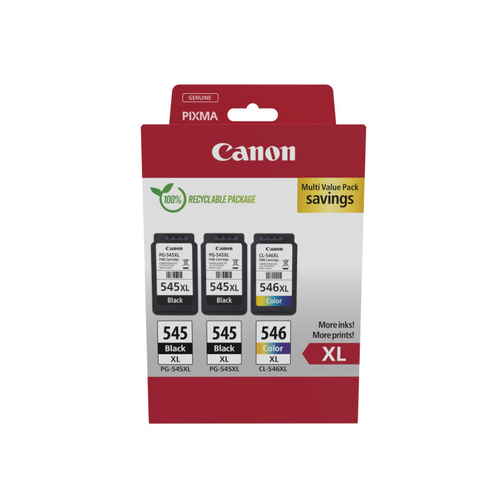 CANON PACK NOIRE*2 + COULEUR - PG-545XLX2/CL-546XL MULTI 