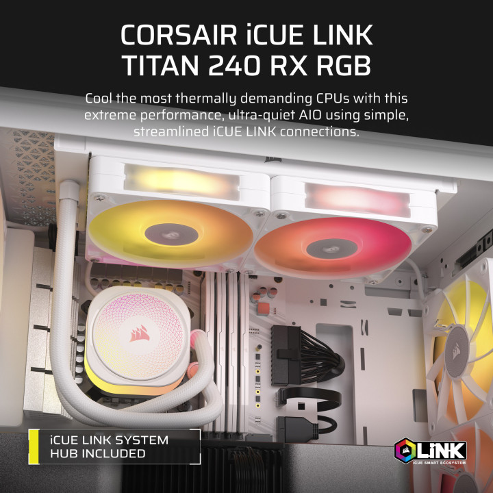 CORSAIR ICUE LINK TITAN - 240 RX RGB AIO/240MM - BLANC 