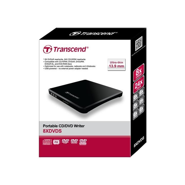TRANSCEND TS8XDVDS-K NOIR ULTRA-SLIM 13.9 MM - 8X - COMPAT 