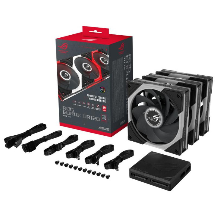 ASUS ROG EURUX GR120 ARGB REVERSE FAN - TRIPLE PACK BOITIER PC VENTILATEUR 12 CM NOIR. BLANC 3 PIECE(S) 